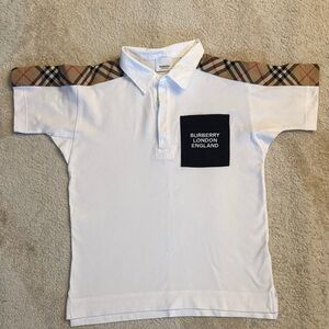 Burberry Boys Polo with Plaid Shoulders and Black Pocket size 14